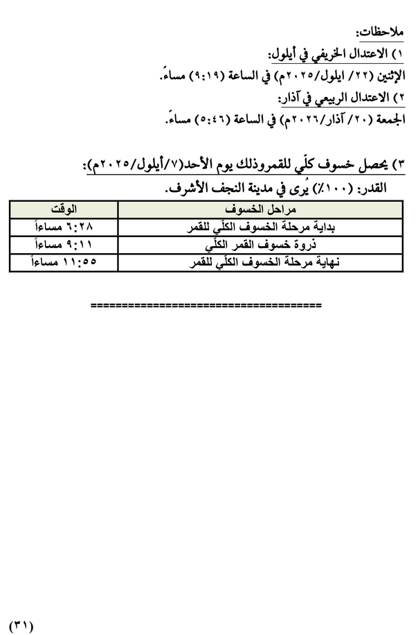 مواقيت الأهلة في عام 1447 هـ